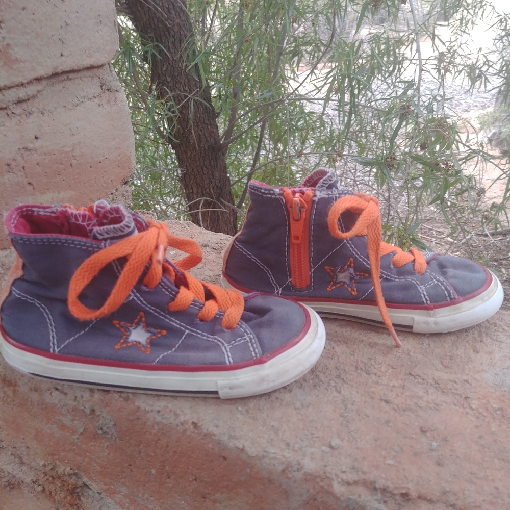 Converse One Star Gray and Orange High Tops 8